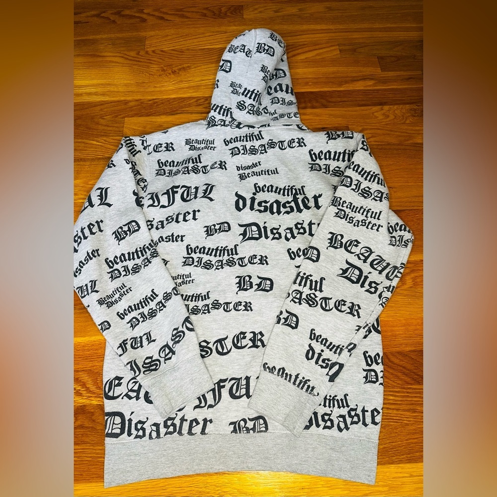 Beautiful Disaster All-Over Print Hoodie – Size Large - Picture 6 of 9